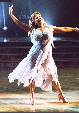 [Tonya in Rumba gown on DWTS]